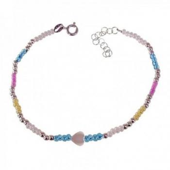 Pulsera de plata para mujer con corazón y colores variados