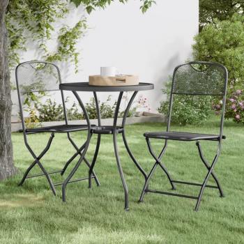 vidaXL Folding Garden Chairs - 2 pcs, Expanded Metal Mesh, Anthracite