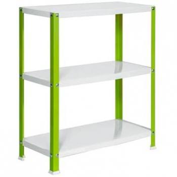 Estantería Metálica SimonRack de Almacenaje, 900x800x300 mm, 3 Baldas, Soporta 100 kg por balda, Color Verde/Blanco, Estilo Industrial