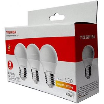Toshiba Bombilla LED 2700 K E27, 5 W, Blanco, 4.5 x 4.5 x 9.6 cm
