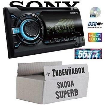 Skoda Superb 1 - Sony WX800UI - 2DIN CD/MP3/USB Autoradio - Einbauset