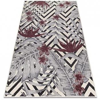 Alfombra HEOS Selva Hojas Crema/Burdeos 120x170 cm