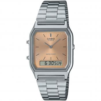 Casio Vintage Dual Time Analog-Digital Quartz Watch with Light Copper Dial for Unisex