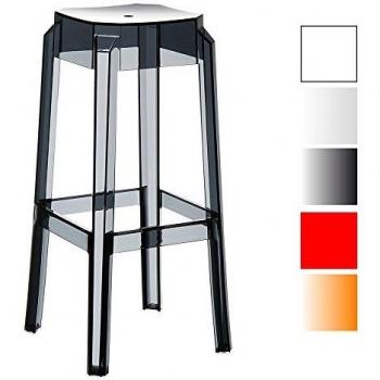 Taburete Bar Fox Alto 75 cm, Resistente a la Intemperie, Ligero y Apilable, Color Negro