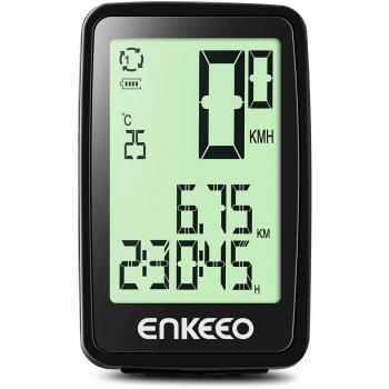Enkeeo - 1205 Ciclocomputador Cableado Recargable con Pantalla de Retroiluminación de 12 horas, Velocímetro Actual / AVG / MAX, Odómetro de viaje / tiempo de distancia para Ciclismo