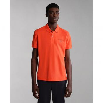 Napapijri Men's Short Sleeve Red Piqué Polo Shirt with Elegant Embroidery, Size L
