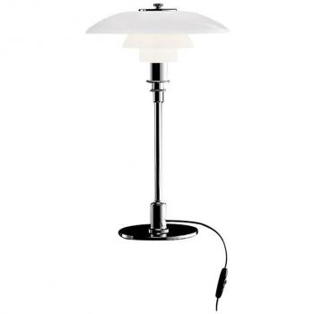 Lámpara de mesa Louis Poulsen PH 3/2 cromo brillante con vidrio soplado