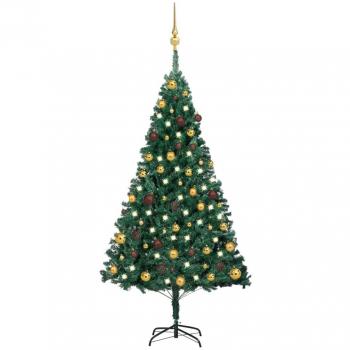 vidaXL Artificial Pre-lit Christmas Tree with Ball Set Green 150 cm PVC