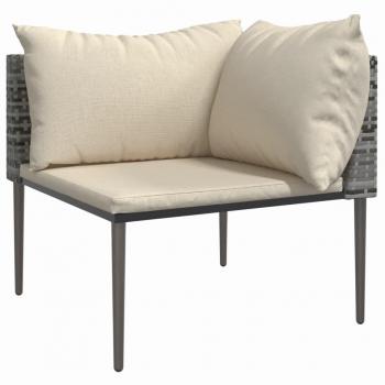 Grey Poly Rattan Garden Corner Sofa with Cushions