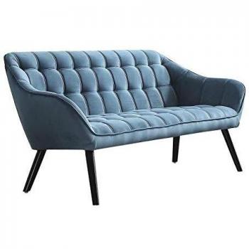 Olden, Sofa de Tres Plazas, Sillon de Descanso, 3 Personas, Acabado en Tejido Velvet Verde Aguamarina y Patas Negro, Medidas: 175 cm