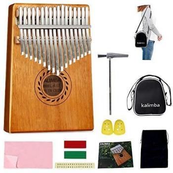 Kalimba - Piano para pulgar de 17 teclas, de caoba de alta calidad con kit de estudio y bolsa portátil de martillo de afinación …