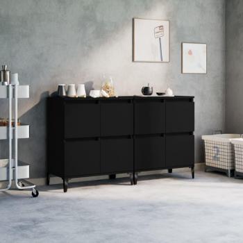Aparadores de madera multicapa negro 2 piezas 60x35x70 cm