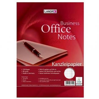 Papel de Despacho LANDRÉ A3/A4, 80 g/m², Cuadriculado con Doble Borde, 250 Hojas