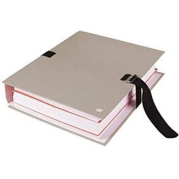 Carpeta de documentos ELBA, 24x32 cm, papel texturizado, cierre de lazo, gris