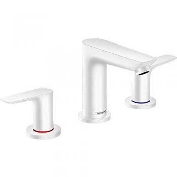Mezclador de lavabo 3 orificios Hansgrohe Talis E con desagüe pop-up, color blanco mate