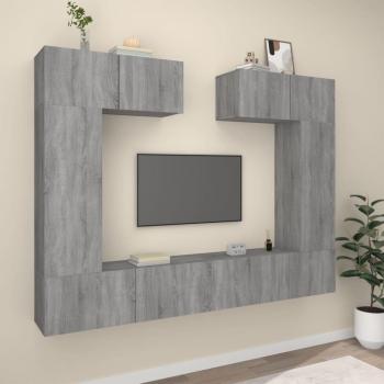 Set de Muebles para TV 6 Piezas Madera Contrachapada Gris Sonoma