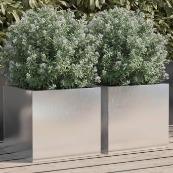 vidaXL Stainless Steel Planters - 2 pcs, Silver, 32x30x29 cm