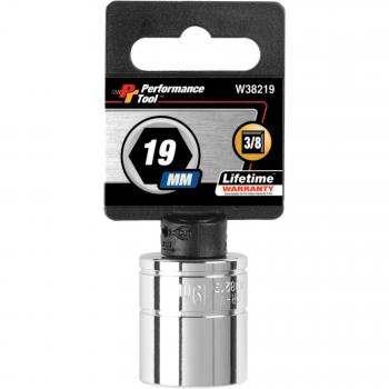 Performance Tool W38219 6-Point Socket, 3/8 Drive, 19mm