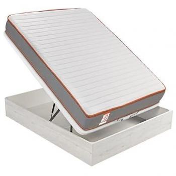 Pack colchón sostenible HR con visco y canapé glaciar gran capacidad, entrega, montaje dentro del domicilio y retirada de usado incluida, Rap, Gris, 135x190, 3 años garantía