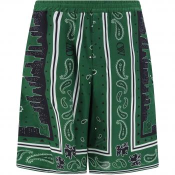 Multicolor Bandana Print Casual Bermuda Shorts for Men, Size L