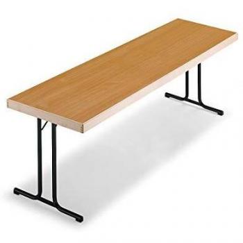 Mesa Plegable Kaiserkraft con Estructura de Doble T, 1700 x 700 mm, Color Antracita y Superficie Decorativa de Haya