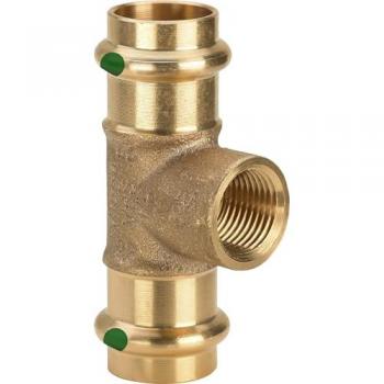 Viega T-Stück Sanpress 290986, 12mm x Rp 1/2 x 12mm, en bronce rojo o bronce de silicio, SC-Contur