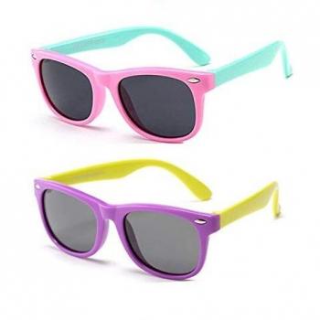 FOURCHEN Gafas de sol flexibles de goma polarizadas para niños para niñas de 3 a 10 años de edad