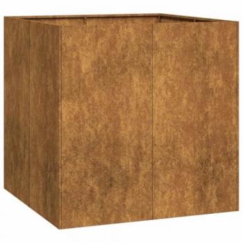 Rusty Weathering Steel Planter 80x80x80 cm - Durable Outdoor Garden Flower Pot