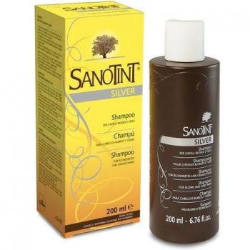 Sanotint Champú Silver 200ml - Champú para cabellos grises y rubios, fórmula suave, con extractos de plantas, sin sulfatos ni parabenos, ideal para neutralizar tonos amarillos