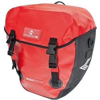 Alforja de Bicicleta Alberta 2x20L Impermeable Roja con Reflectantes y Cierre a Strappo