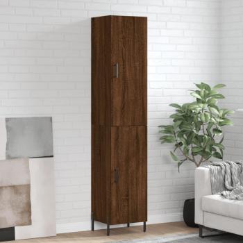 Aparador alto de madera contrachapada en roble marrón, dimensiones 34,5x34x180 cm, fabricado en madera multicapa