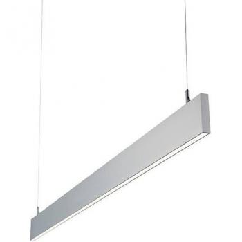 Lámpara colgante Kingsley de policarbonato esmerilado de 1 luz con barra colgante, bastón lineal LED integrado, acabado plateado anodizado y clasificación IP40