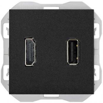 Conector HDMI + USB Tipo A - SIMON 270 Negro Mate