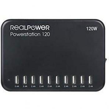 Estación de Carga RealPower 120W con 10 Puertos USB