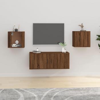 Mueble de TV de pared vidaXL 2 uds roble marrón 40x34,5x40 cm