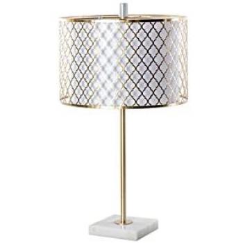 Lámpara Sobremesa Metal Dorada-Blanca 35x35x60 cm - Estilo y Elegancia