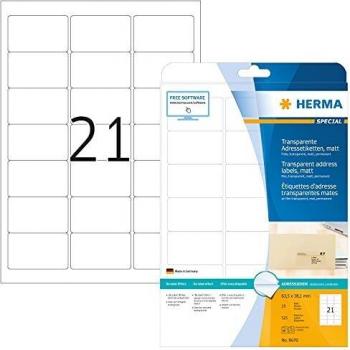 Herma 8670 - Pack de 525 etiquetas, 63.5 x 38.1 mm, transparente