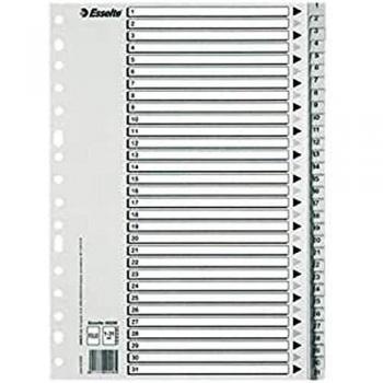 Esselte Índices numéricos de plástico, PP, Tamaño A4, Tipo 1-31, Gama ECO, Gris, 49210