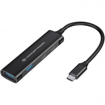 Conceptronic HUBBIES12B Hub USB 3.2 Gen 1 Type-C con 4 Puertos USB-A y 2 Puertos USB-C, Velocidad de Transferencia de Datos hasta 5000 Mbit