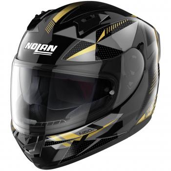Casco Integral Nolan N60-6 Wiring Negro-Dorado-Plateado, características: diseño aerodinámico, sistema de ventilación eficiente, interior desmontable y lavable, visera anti-rayaduras, cierre micrométrico, homolog