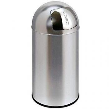 Cubo de basura de acero inoxidable Push 40L, robusto y duradero, medidas 740x340 mm