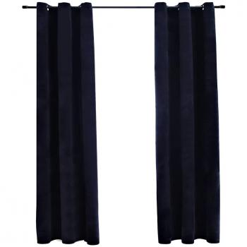Velvet Blackout Curtains with Rings - 2 Pack, Black, 37x63