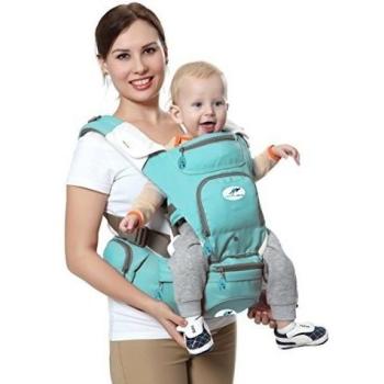 Portabebés multifuncional 8 en 1 con asiento de cadera y canguro. El mejor y más suave portabebés para posición frontal y trasera / bebé de frente o de espaldas - Hacia adelante y hacia afuera para bebés y niños pequeños de entre 3 y 36 meses, Ver