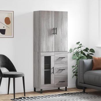 Aparador alto de madera contrachapada gris Sonoma 69,5x34x180 cm