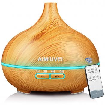 AIMIUVEI Humidificador Ultrasónico Aromaterapia 400ml con Control Remoto Difusor de Aceites Esenciales Silencioso de Vapor Frío con LED 7 Colores Auto Apagado Humidificadores Bebes Oficina SPA