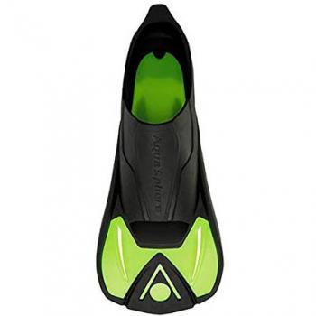 Aletas de natación Aquasphere Microfin en color negro, talla L, diseño amarillo y negro