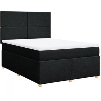 Cama box spring con colchón tela negro 160x200 cm