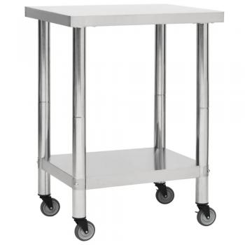 vidaXL Kitchen Work Table with Wheels 80x30x85 cm Stainless Steel