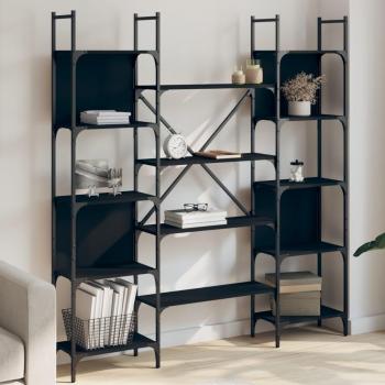 Estantería de madera multicapa negra 155,5x24x166,5 cm