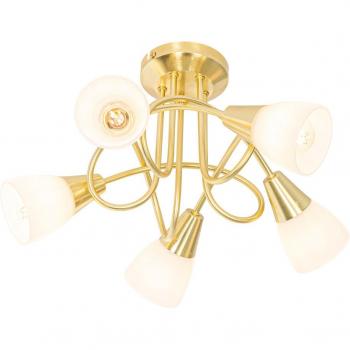 Lámpara de techo clásica dorada con cristal opalino 5 luces - Inez